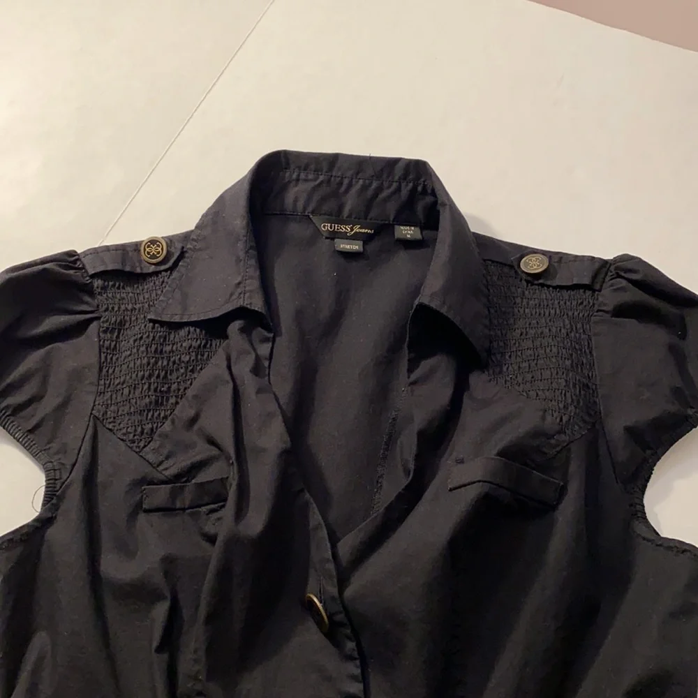Vintage Y2K Guess Black button down tunic / dress - Picture 11 of 13